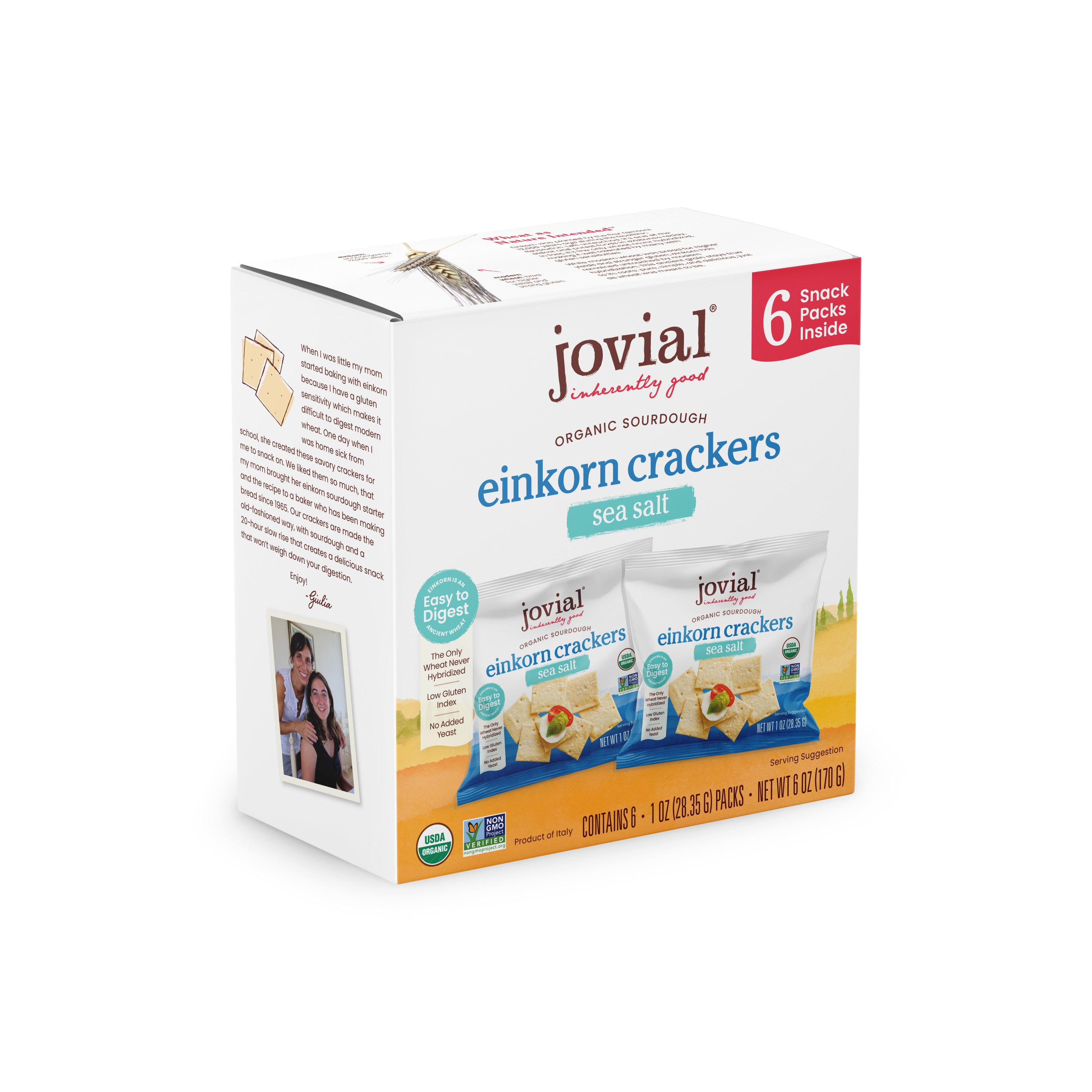 Organic Einkorn Sourdough Sea Salt Crackers - Snack Pack