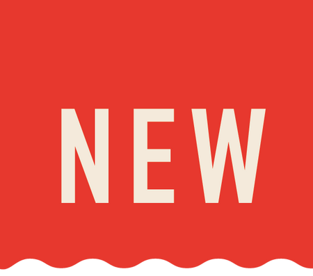 Red scalloped banner reading NEW indicating a new product or feature