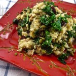 quinoa and kale salad with tahini lemon dressing