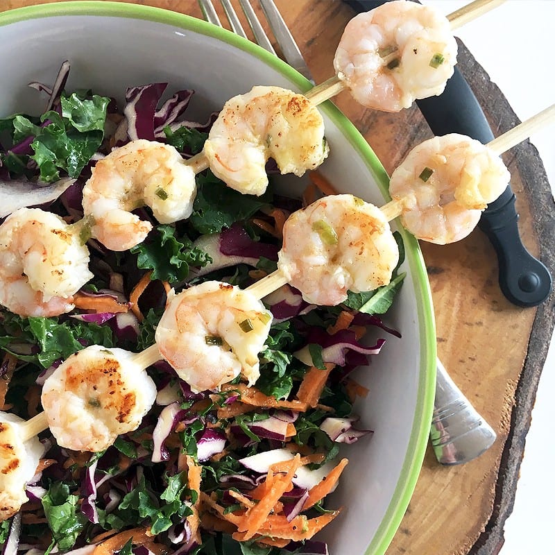 lemon chive shrimp skewers