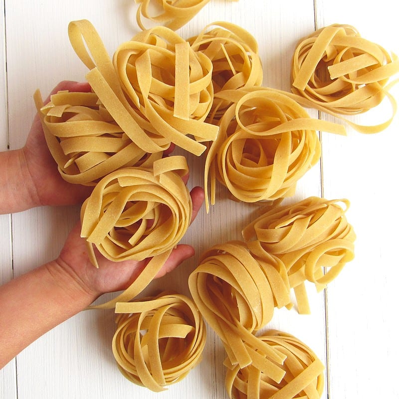 adobo turkey and roasted broccoli tagliatelle pasta