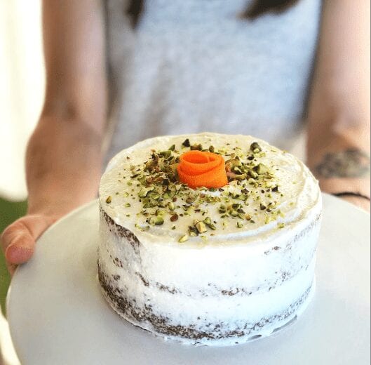 carrot cake with greek yogurt cream cheese frosting (gluten free, grain free, low sugar)