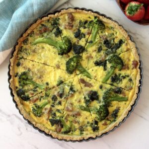 Broccoli Sausage Quiche with Oatmeal Almond Flour Crust