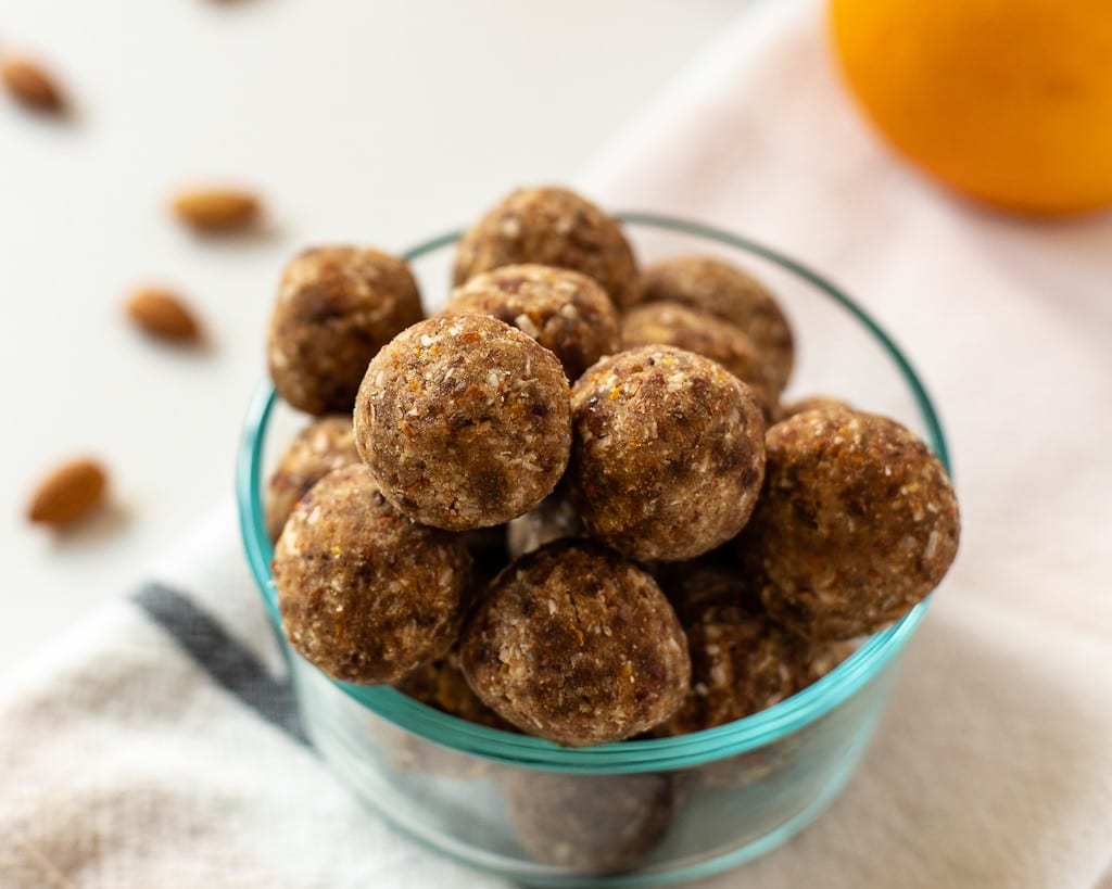 orange almond pulp energy balls