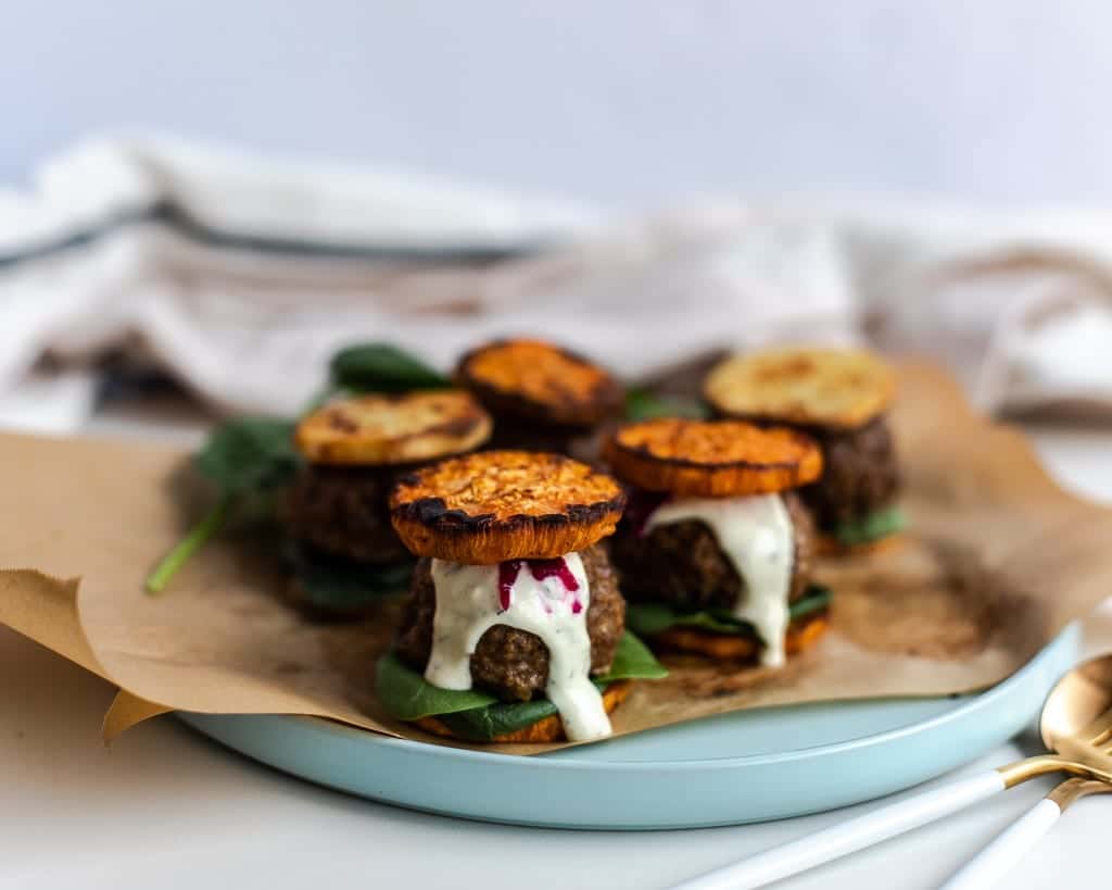 beef sliders with sweet potato buns