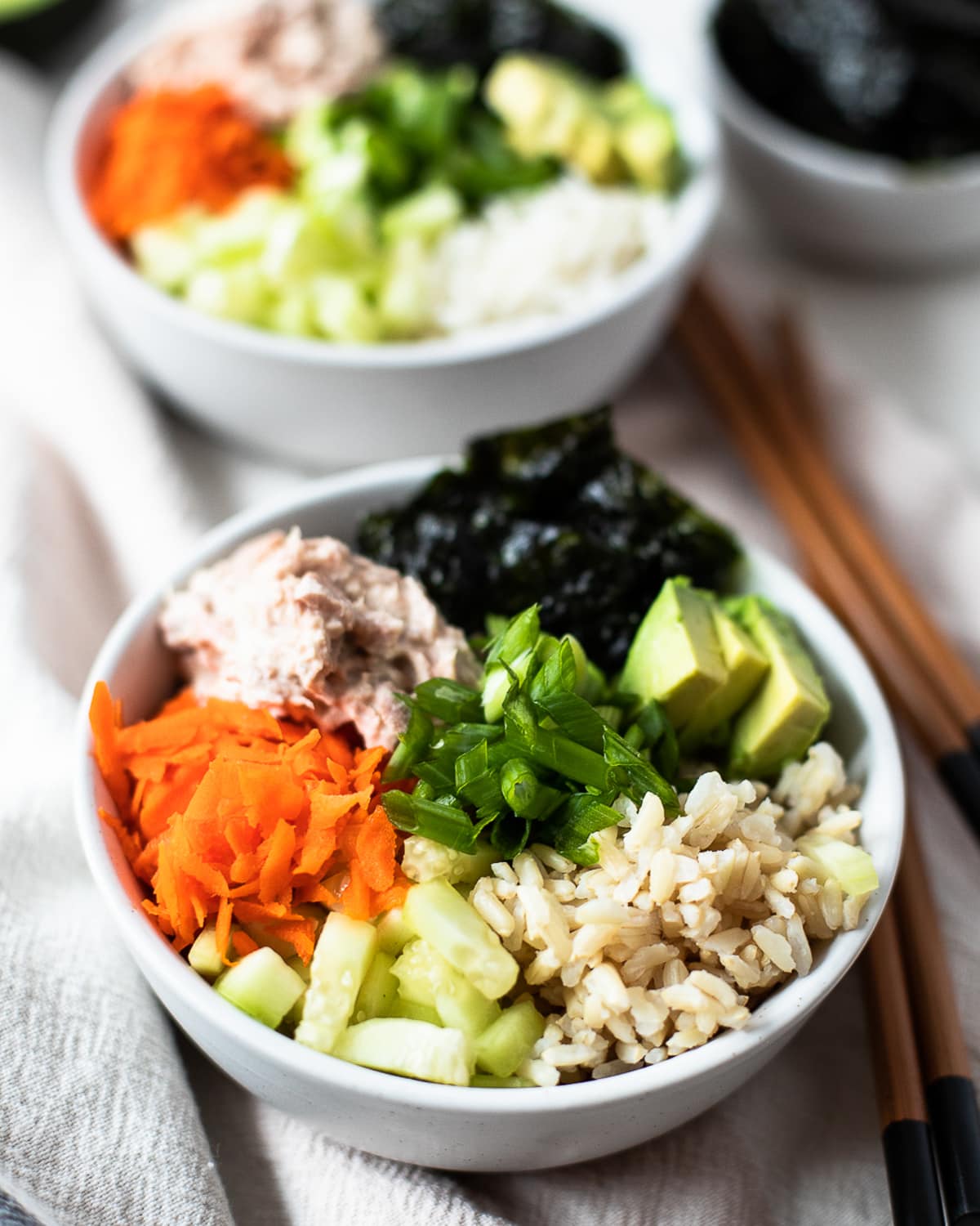 Meal prep tuna sushi bowls