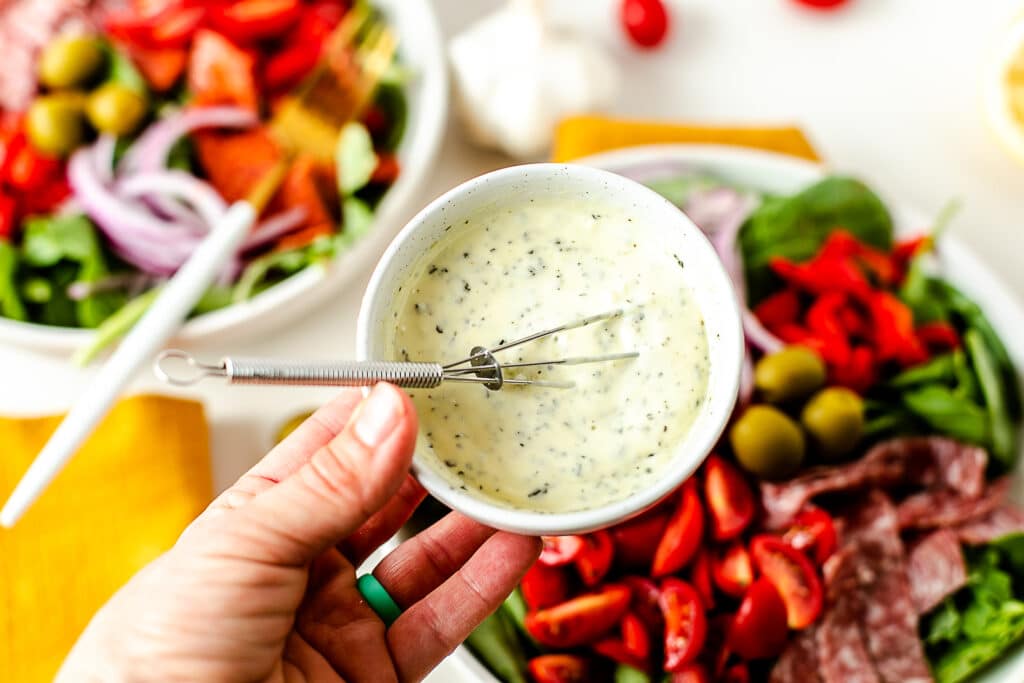 Antipasto Salad with Dairy Free Creamy Italian Dressing