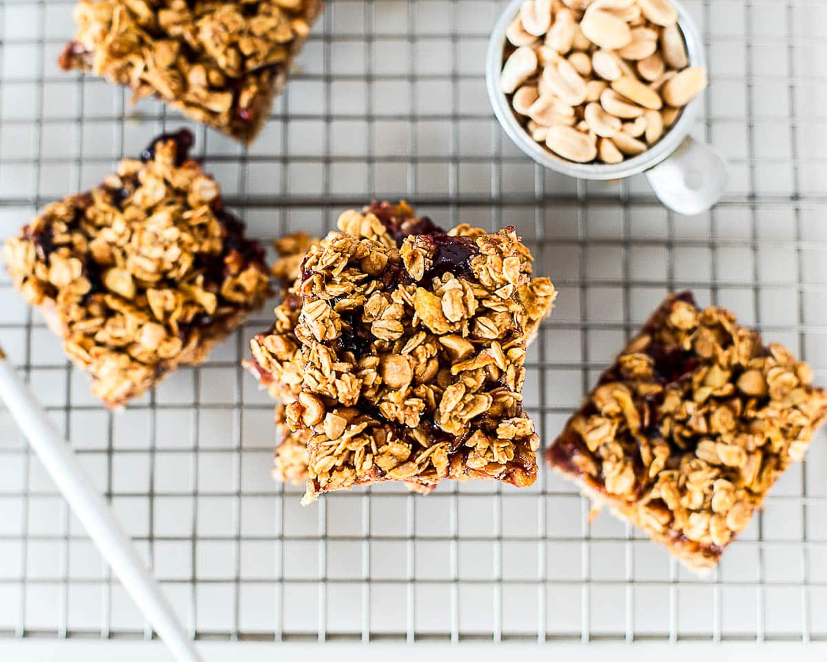 peanut butter and jam oatmeal bars