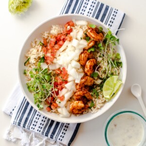 spicy shrimp bowl with melon