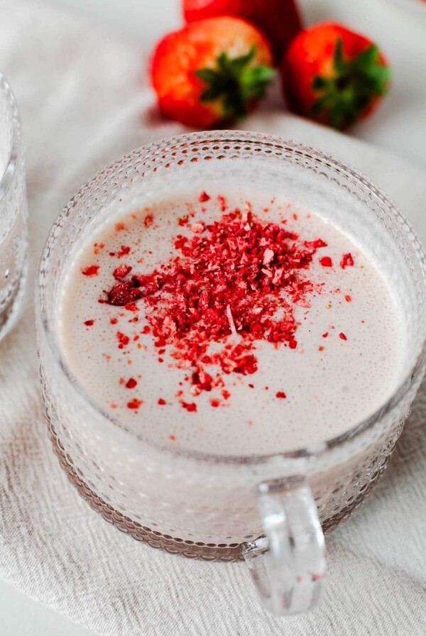 Dairy free strawberry hot chocolate