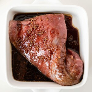 meat in a flavorful tri tip marinade