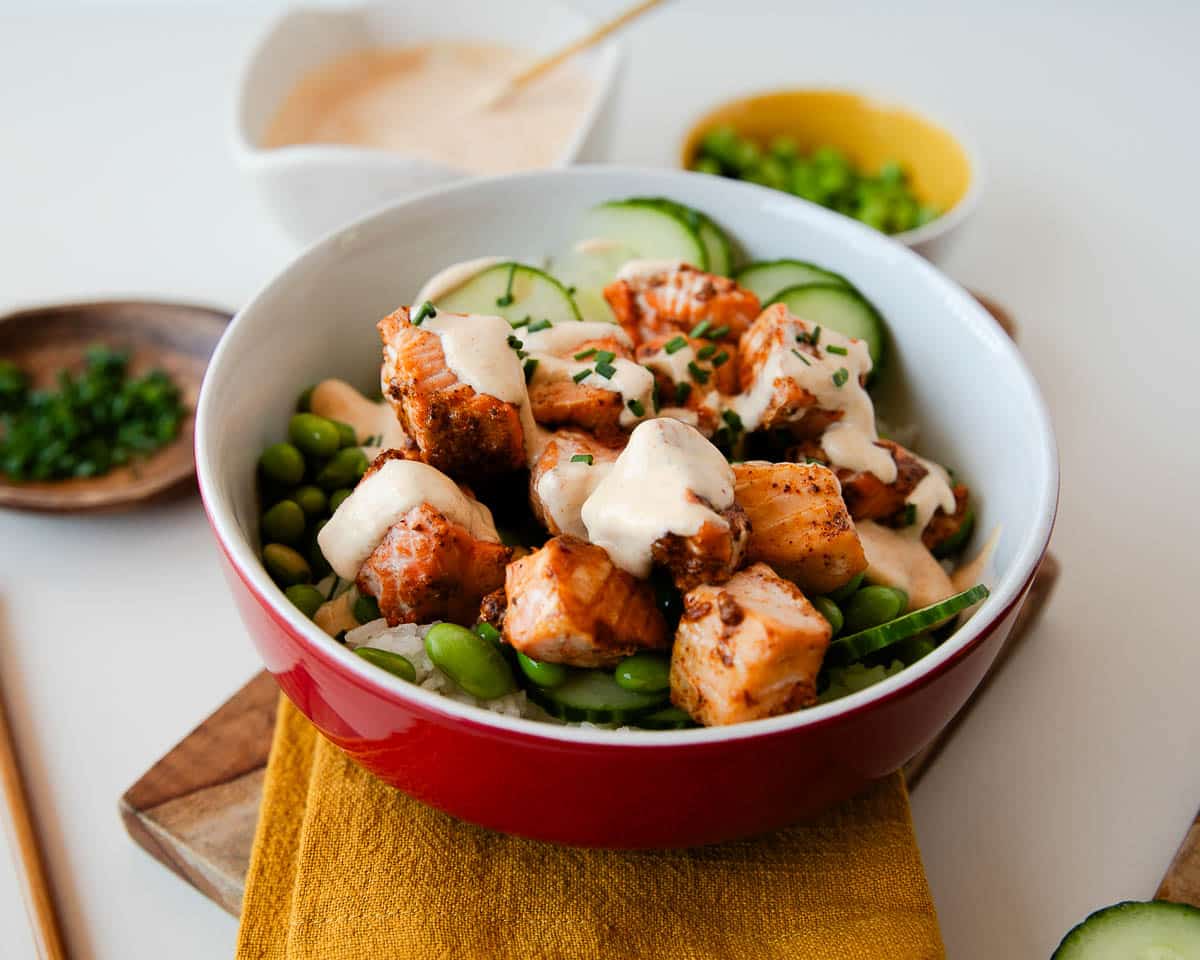 cajun salmon bites recipe with no mayo bang bang sauce