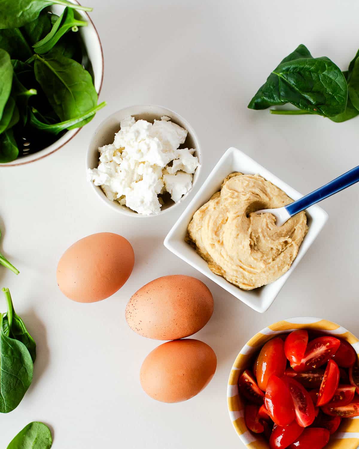 Simple ingredients you'll need for easy hummus omelets